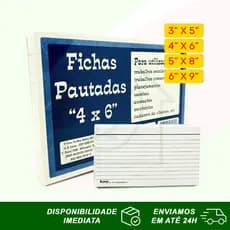 Ficha Pautada Para Anotações ou Controle Com 100 Folhas Diversos Tamanhos 3x5 / 4x6 / 5x8 / 6x9 Tamoio