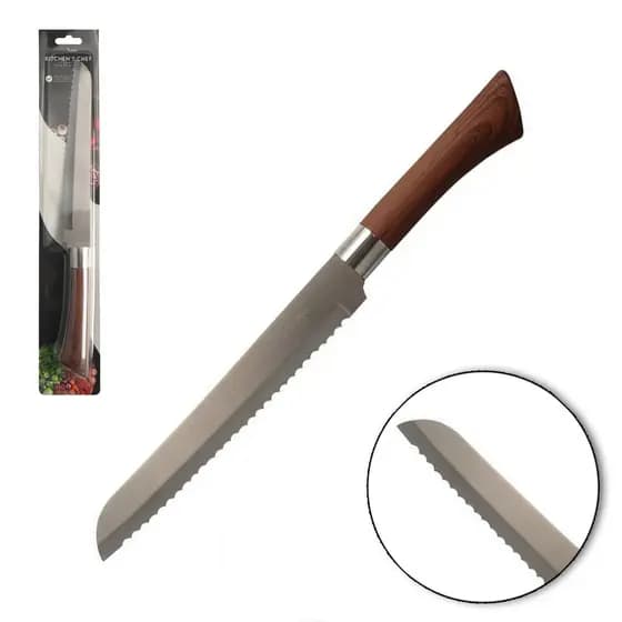 FACA DE INOX PÃO 8" CB EMBORRACHADO TP MADEIRA PROF CASA NOBRE CN-0090 MILENIO BRASIL