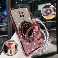 Capa Para Redmi Note 9 PRO 9S De Telefone À Prova De Choque 3D Suporte Espelho De Maquiagem Nova Pulseira Macia Usando U