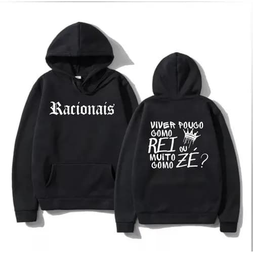 Blusa Moletom Racionais Mcs Viver Pouco Como Rei ou Muito Como um Zé Casaco Com Capuz RAP