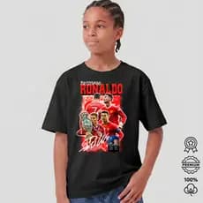Camiseta Infantil CR7 Cristiano Ronaldo 100% Algodão Manga Curta Futebol Premium Criança Kids