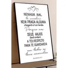 Quadro resina 30x40 SALMO 91: 10-11 para caixa de luz moldura madeira