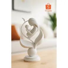 Escultura Decorativa Mãe e Filho 16cm – Estilo Minimalista para Sala, Quarto ou Presente