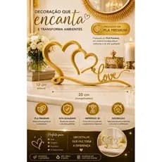 Escultura Decorativa Love Corações em PLA Premium 20cm – Decoração Moderna Romântica