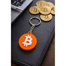 Chaveiro Bitcoin Laranja – Ícone Cripto com Design Minimalista e Visual Marcante