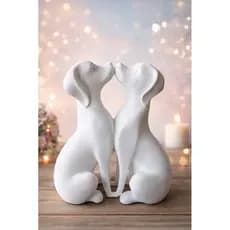 Escultura Decorativa Casal de Cães Minimalista – Amor e Harmonia em Design Moderno