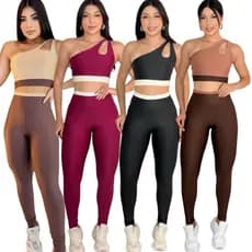 conjunto academia calça e top bicolor fitness legging