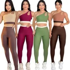 conjunto academia top e calça fitness bicolor