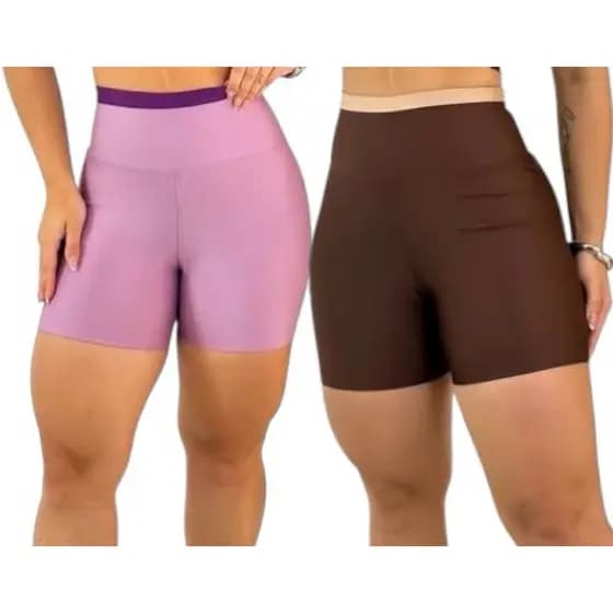 short academia bicolor fitness meia coxa