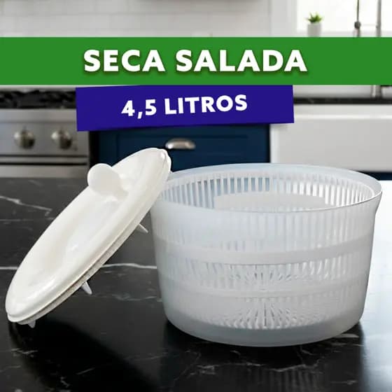 Centrífuga de Folhas Verduras Branco 4,5 Litros Manual sem Esforço