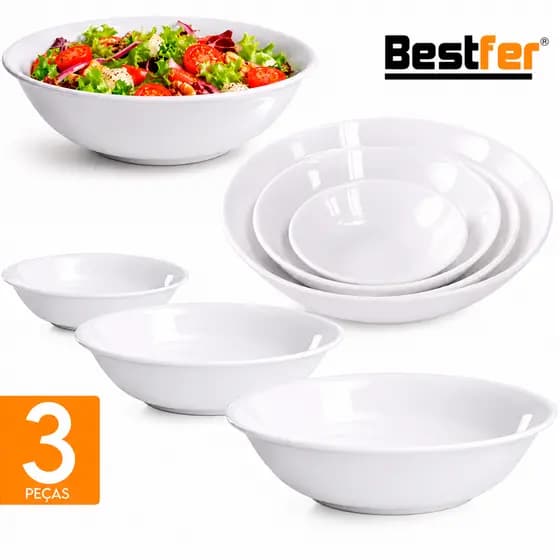 Kit tigelas Bowl 3 peças Redonda em Melanina Lisa opaline kit tigela Sobremesa Multiuso