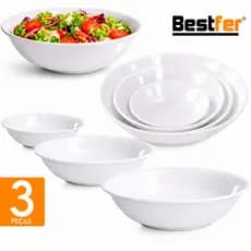Kit tigelas Bowl 3 peças Redonda em Melanina Lisa opaline kit tigela Sobremesa Multiuso