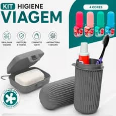 Kit Para Viagem Porta Escova de Dente Multiuso e Saboneteira Portátil Multiuso Antibactéria Plasútil