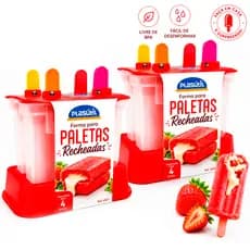 Kit Forma Para Paletas Recheadas Picoleteira Plasútil 4 Picolés Gourmet Fácil Desenformar