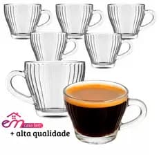 Jogo Xícaras Café 5 Peças Morocco Café e Chá 70ML em Vidro Liso EM CASA TEM Decoração Elegante