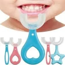 Escova de Dentes Bebê de Silicone Macia em Formato U Anatômica 360°Graus Introdução Higiene Bucal
