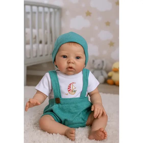 Kit Body de Bebê Menino Infantil 3 á 6 Meses com Suspensório + Camiseta Bordado Moda Verão 02 Peças