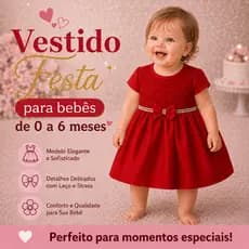 Vestido Bebê Menina Festa Renda com Laço na Cintura Infantil Luxo 0 á 6 Meses