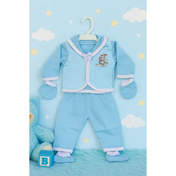 Kit Pagão RN 5 Peças Bebê Menino e Menina Pagãozinho c/ Luva Sapato Calça Body Camiseta Prematuro