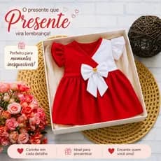 Vestido Bebê Menina Infantil Premium Luxo Festa 3 á 6 Meses Rosa e Vermelho com Laço na Cintura