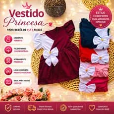 Vestido Infantil Bebê Menina Rosa com Laço Branco |Vestido Princesa Festa Aniversário Roupa Infantil