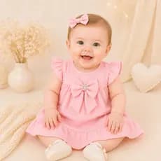 Vestido Bebê Infantil Menina Rodadinho Verão Estilo Princesa 3 á 6 Meses Moda Blogueira Elegante