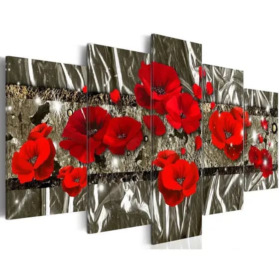 Quadros Decorativos Sala Quarto Flor Papoula Vermelha