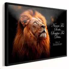Quadro decorativo Nunca foi sorte,sempre foi Deus, Leão de Judá olhando pra cima