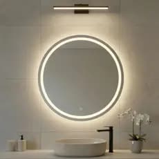Espelho Decorativo Redondo 40cm Jateado Fino LED 3 Cores Touch Luxo Maquiagem Banheiro para Presente