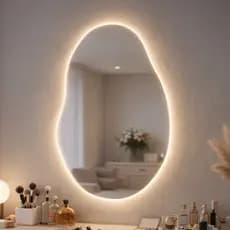 Espelho Grande com Led 3 cores e Touch Fino 70x50cm mais Forte Lapidado Banheiro Decoração Premium