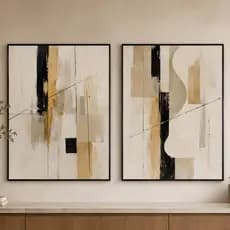 KIT com 2 Quadros Decorativos Grande 90x60 com Vidro e Moldura em Madeira Sala de Estar Pinterest