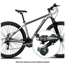 Bicicleta Aro 29 Absolute Nero 5 Cinza Alumínio 21v Shimano Freio A Disco Garfo com Suspensão