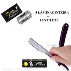 Navalha Profissional Barbeiro Navalhetê + 5 lâminas Derby Premium