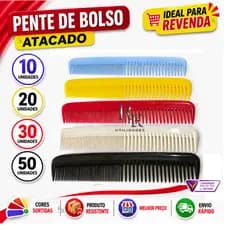 Kit Pente Pequeno de Bolso Cabelo e Bigode – Ideal Barbearia e Uso Diário (10, 20, 30 Unidades)
