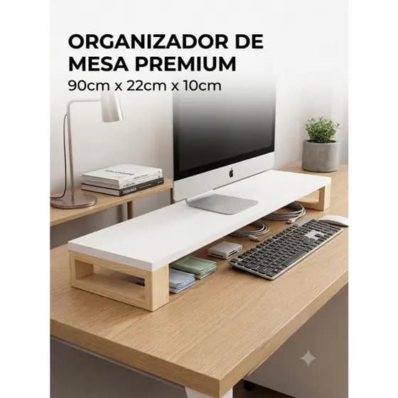 Suporte Para Monitor Stand 90x22x10cm - Organizador De Mesa de Escritório Home Office