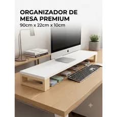 Suporte Para Monitor Stand 90x22x10cm - Organizador De Mesa de Escritório Home Office