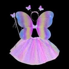 Fantasia asa saia de borboleta p/ carnaval festa  aniversário kit 4 peças