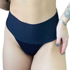 Calcinha Avulsa Do Biquini Hot Pants Faixa Canelado Feminino Cós Alto De Praia