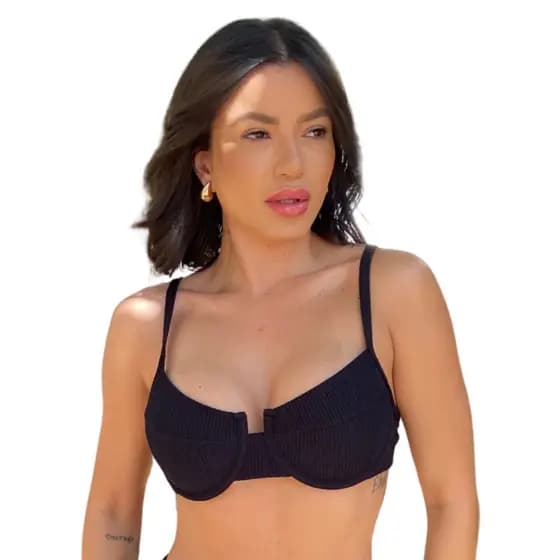 Top Avulso Biquini Meia Taça Retrô Com Bojo Moda Feminina Verão Resort