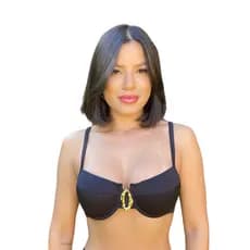 Top Avulso Biquine Meia Taça Retrô Canelado Feminino Bojo Forro Detalhe Organic Moda Praia