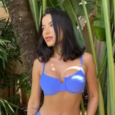 Top Avulso Feminino Biquine Meia Taça Retrô Canelado com Bojo Removível e Forro - Moda Praia