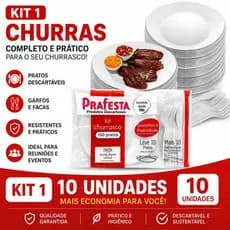 kit Churrasco Descartavel Completo 10 20 30 Unidades Prato Garfo Faca  Marca Prafesta