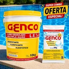 Kit Cloro Genco 10kg 3 em 1 + Pastilha Brinde  Limpeza, Desinfecção e Anti Algas