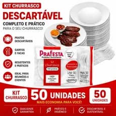 50conj Kit Churrasco Descartável Reforçado E Resistente Prato/Faca/Garfo -PRAFESTA