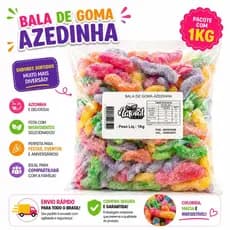 Bala de Goma Azedinha Minhoca Colorida 500g ou 1kg Doces para Festa Aniversário Mesa de Doces