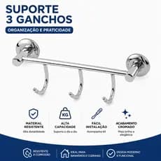 Cabideiro Três Ganchos Cabide Júnior