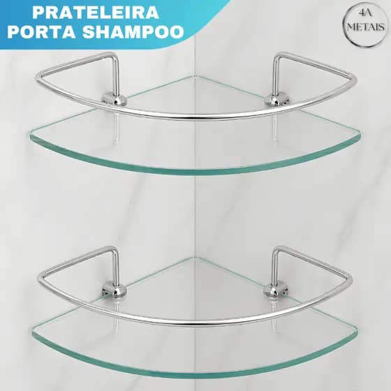 Prateleira Canto Vidro 2 Unid | Linha Premium | Direto Fábrica | Estrutura Forte | Não Enferruja | Qualidade Superior