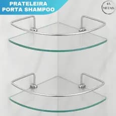 Prateleira Canto Vidro 2 Unid | Linha Premium | Direto Fábrica | Estrutura Forte | Não Enferruja | Qualidade Superior