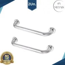 kit 2 Alça de Apoio Banheiro Alumínio Inox Barra 30cm Idoso Cadeirante e Pessoas com Deficiência Acessibilidade Corrimão