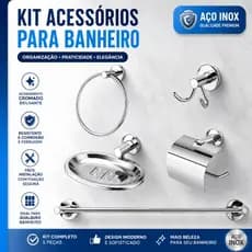 Kit Banheiro 5 Peças Aço Inoxidável Cromado Não Enferruja  Acessórios Resistentes Completos